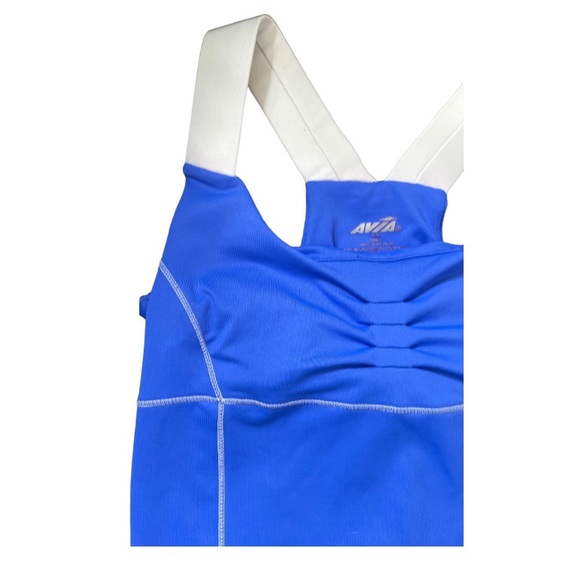 AVIA Racer Back Tank With Ruched Front & Shelf Bra Bluebell Blue Size Small - Picture 4 of 7